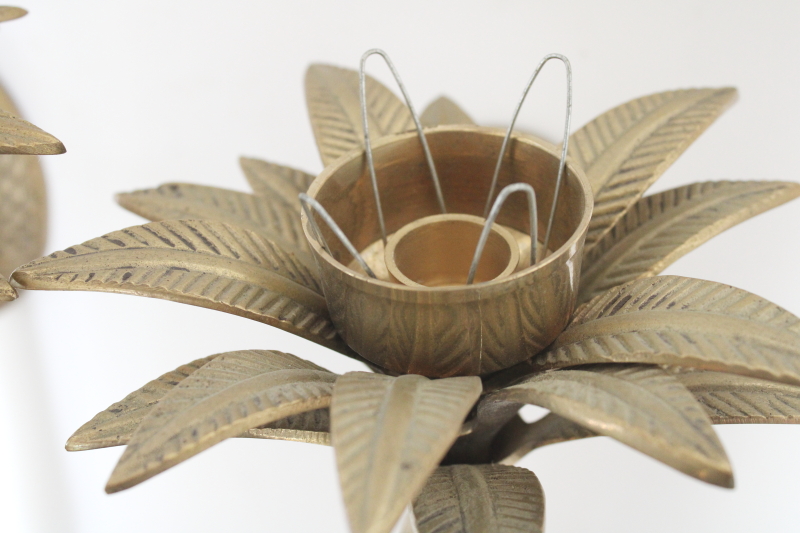 photo of pair of huge brass palms wall candle sconces 80s vintage art deco Miami style!  #5